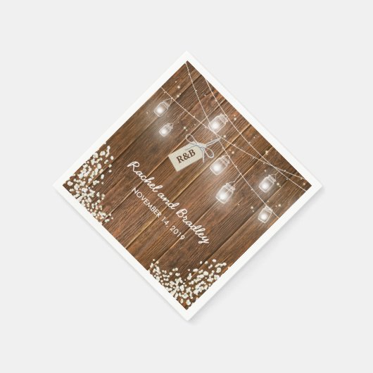 Mason Jar Lights Rustikale Babys Atemberaubung Serviette (Ecke)