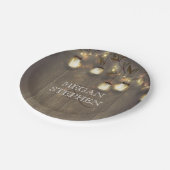 Mason Jar Lights Rustikale Barn Wedding Pappteller (Schrägansicht)