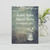 Mason Jar Lights | Rustikaler Garten | Abend Hochz Einladung (Stehend Vorderseite)