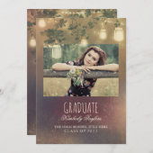 Mason Jar Lights Rustische Foto Graduation Party Einladung (Vorne/Hinten)