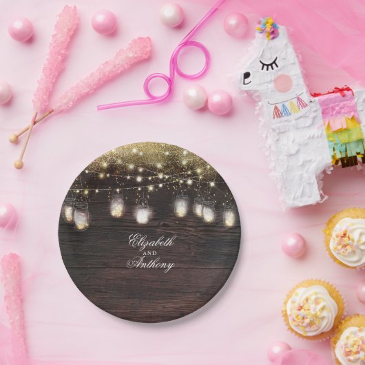 Mason Jar Lights Rustische Hochzeit Pappteller (Party)