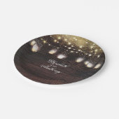 Mason Jar Lights Rustische Hochzeit Pappteller (Schrägansicht)