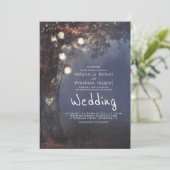 Mason Jar Lights Tree Carved Herz Rustikale Hochze Einladung (Stehend Vorderseite)