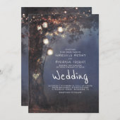 Mason Jar Lights Tree Carved Herz Rustikale Hochze Einladung (Vorne/Hinten)