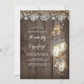 Mason Jar Lights und Lace Rustic Baby Dusche Einladung (Vorderseite)