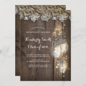 Mason Jar Lights und Lace Rustic Graduation Party Einladung (Vorne/Hinten)