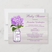 Mason Jar & Lila Hydrangea Chic Gray Baby Dusche Einladung (Rückseite)