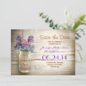 Mason Jar & Lilacke Save the Date (Stehend Vorderseite)