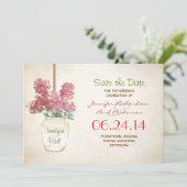 Mason Jar & Lilacke Save the Date (Stehend Vorderseite)