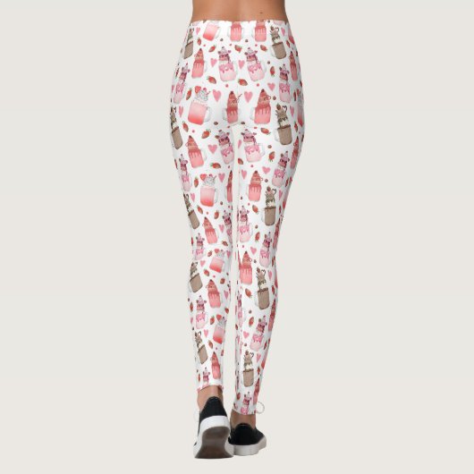 Mason Jar Milkshakes Valentine Pattern Leggings (Rückseite)