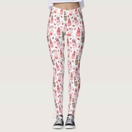 Mason Jar Milkshakes Valentine Pattern Leggings (Vorderseite)