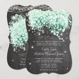 Mason Jar Mint Chalkboard Herz Leaf Tree Einladung