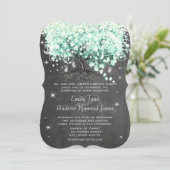 Mason Jar Mint Chalkboard Herz Leaf Tree Einladung (Stehend Vorderseite)