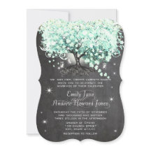 Mason Jar Mint Chalkboard Herz Leaf Tree Invitati