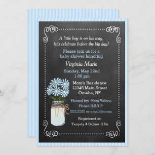 Mason Jar mit Blue Flowers Country Baby Dusche Einladung