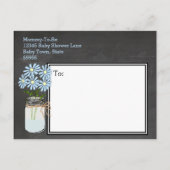 Mason Jar mit Blume Blue Baby Dusche Einladungspostkarte (Rückseite)