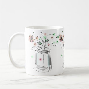 Mason Jar mit Blume Moderne Niedliche Doodle Art Kaffeetasse