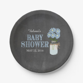 Mason Jar mit Blume Vintage blaue Typografie Pappteller