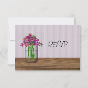 Mason Jar mit Blumen Hochzeitsempfang RSVP Einladung