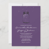 Mason Jar mit Fireflies Hochzeit Einladung Lila (Vorderseite)