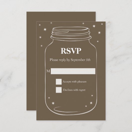 Mason Jar mit Fireflies Wedding RSVP Brown