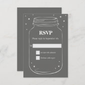 Mason Jar mit Fireflies Wedding RSVP Gray (Vorne/Hinten)