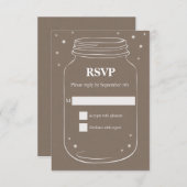 Mason Jar mit Fireflies Wedding RSVP Linen (Vorne/Hinten)