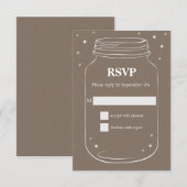 Mason Jar mit Fireflies Wedding RSVP Linen Karte (Vorne/Hinten)