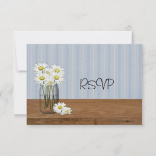 Mason Jar Mit Gänseblümchen Hochzeitsempfang RSVP Einladung