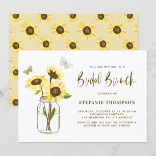 Mason Jar mit gelben Sonnenblumen Bridal Brunch Einladung