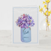Mason Jar mit Lila Hydrangeas-String-Leuchten Karte (Gelbe Blume)