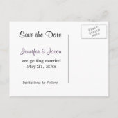 Mason Jar mit Lila Zweigen - Save the Date Ankündigungspostkarte (Rückseite)