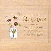 Mason Jar mit Rosa Sonnenblumen Probe Abendessen Acryleinladungen (Vorderseite)