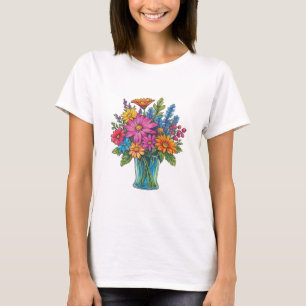 Mason Jar mit schöner Aquarellfarbe Wildblume T-Shirt