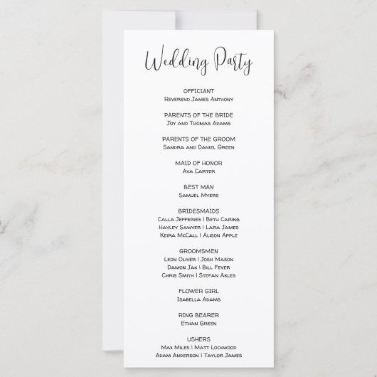 Mason Jar mit Wildblumen White Wedding Programm (Rückseite)