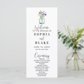 Mason Jar mit Wildblumen White Wedding Programm (Stehend Vorderseite)