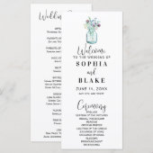 Mason Jar mit Wildblumen White Wedding Programm (Vorne/Hinten)