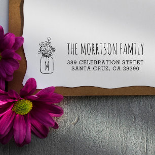 Mason Jar Monogram Familienname Rücksendeadresse Gummistempel