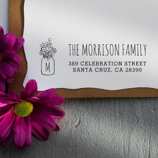 Mason Jar Monogram Familienname Rücksendeadresse Gummistempel