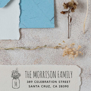 Mason Jar Monogram Familienname Rücksendeadresse Permastempel