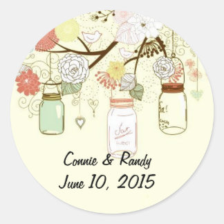 Mason Jar Monogram Runder Aufkleber