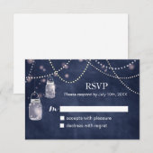 Mason Jar Navy Blue Chalkboard RSVP Cards Karte (Vorne/Hinten)
