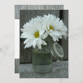 Mason Jar of Daisies Rustikales Abendessen Probe Einladung (Vorne/Hinten)