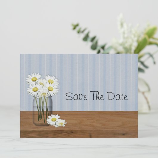 Mason Jar of Daisies Save the Date (Stehend Vorderseite)