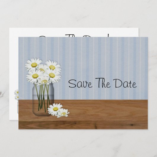 Mason Jar of Daisies Save the Date (Vorne/Hinten)