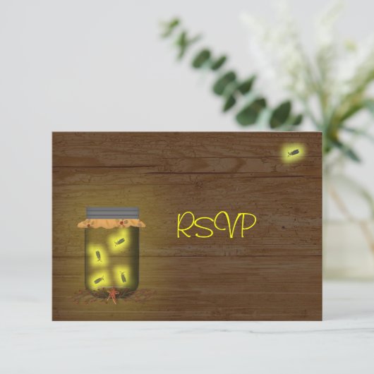 Mason Jar of Fireflies Empfang UAWG Einladung (Stehend Vorderseite)