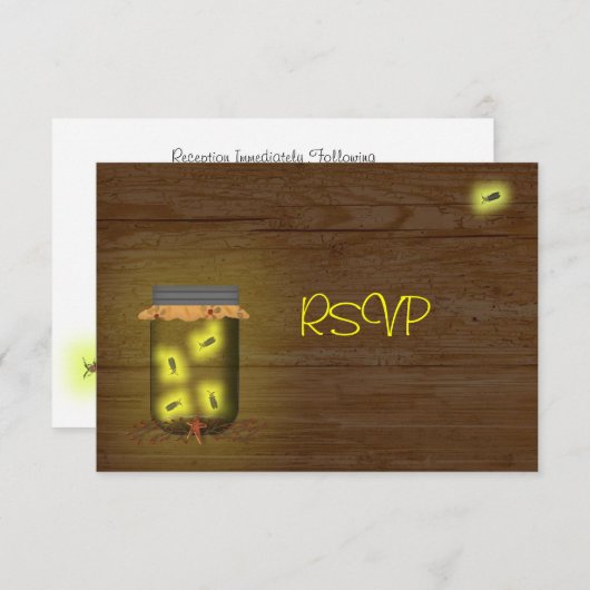 Mason Jar of Fireflies Empfang UAWG Einladung (Vorne/Hinten)