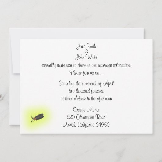 Mason Jar of Fireflies Hochzeitseinladung Einladung (Rückseite)