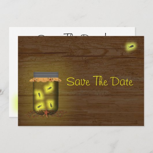 Mason Jar of Fireflies Save the Date (Vorne/Hinten)