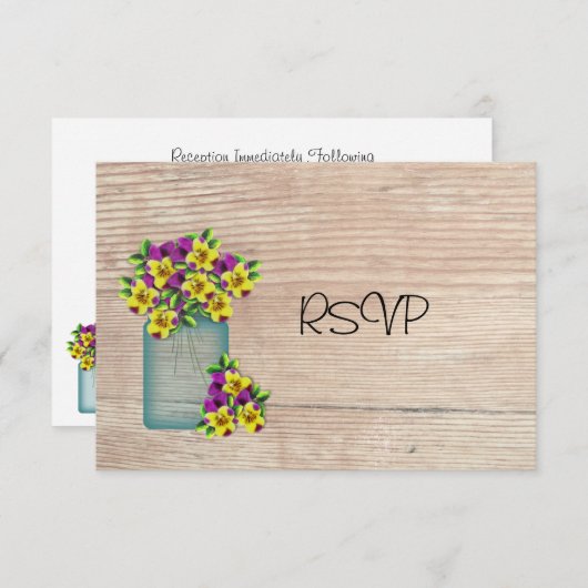 Mason Jar of Stiefmütterchen Empfang UAWG Einladung (Vorne/Hinten)